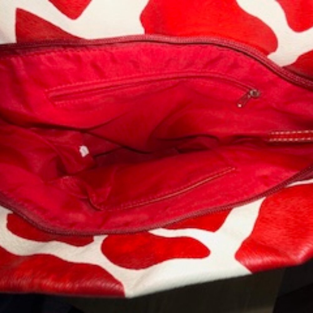 Dooney & Bourke Red/White Zebra Print Leather Shoulder Bag - Picture 8 of 10